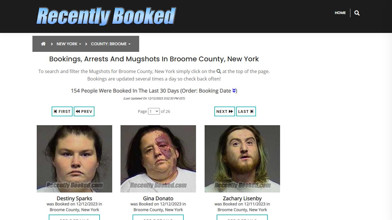 Bookings, Arrests and Mugshots in Broome County, New York - Recently Booked
