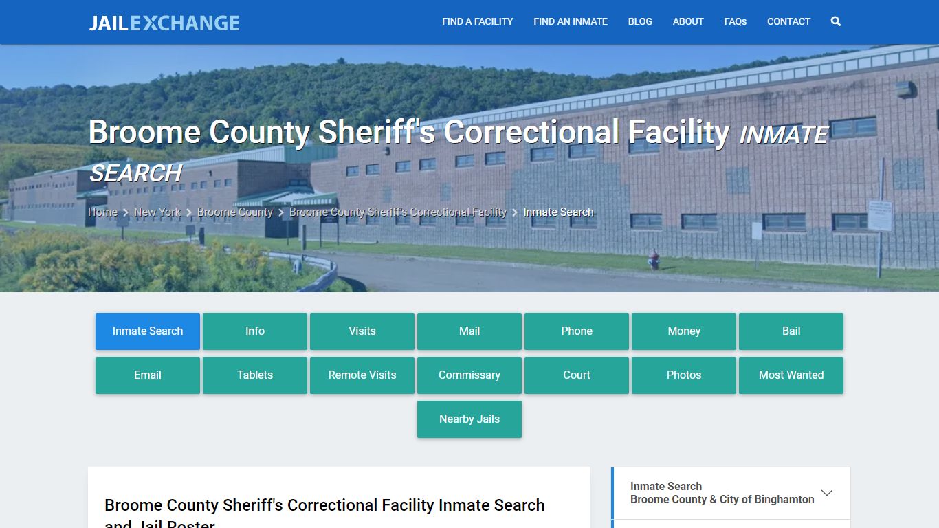 Broome County Sheriff's Correctional Facility Inmate Search - Jail Exchange